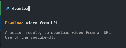 Action displayed in the command palette